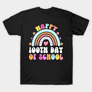 Happy 100Th Day Of School Teacher Kids 100 Days Rainbow T-Shirt